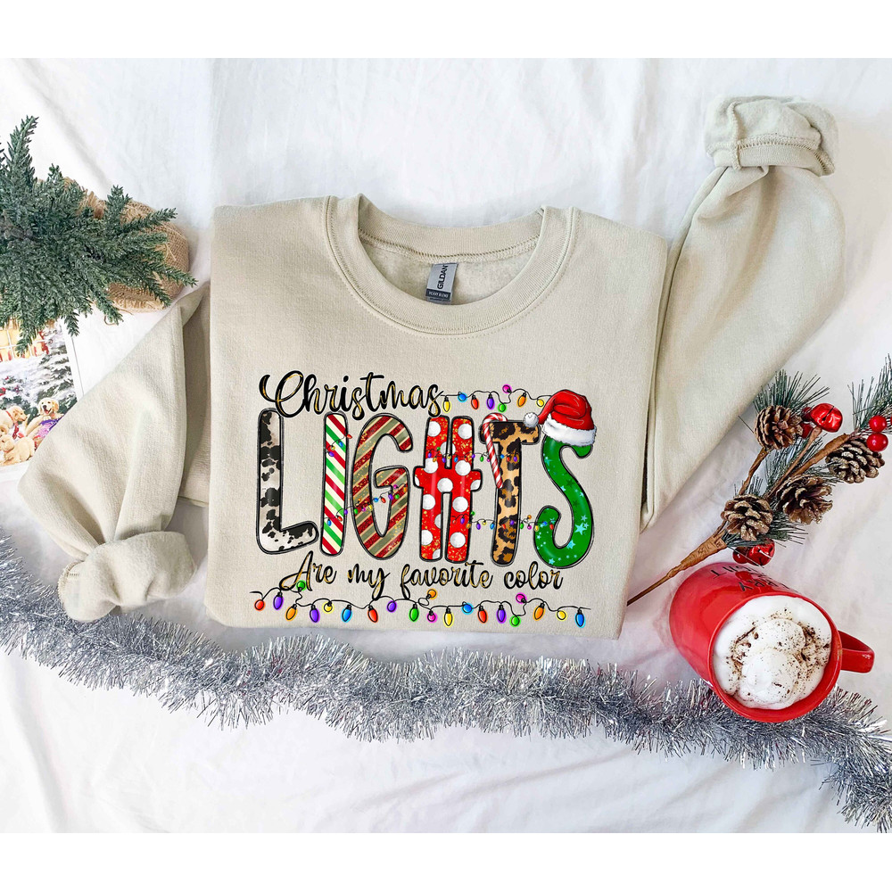 Christmas Light Sweatshirt, Christmas Sweater, Favorite color is Christmas Light, Holiday Sweatshirt, Winter Hoodies, Christmas Gift - 1.jpg
