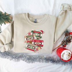 Christmas Music Cassette Tapes Sweatshirt, Christmas Music Sweatshirt, Christmas Songs Sweatshirt, Retro Christmas Sweat