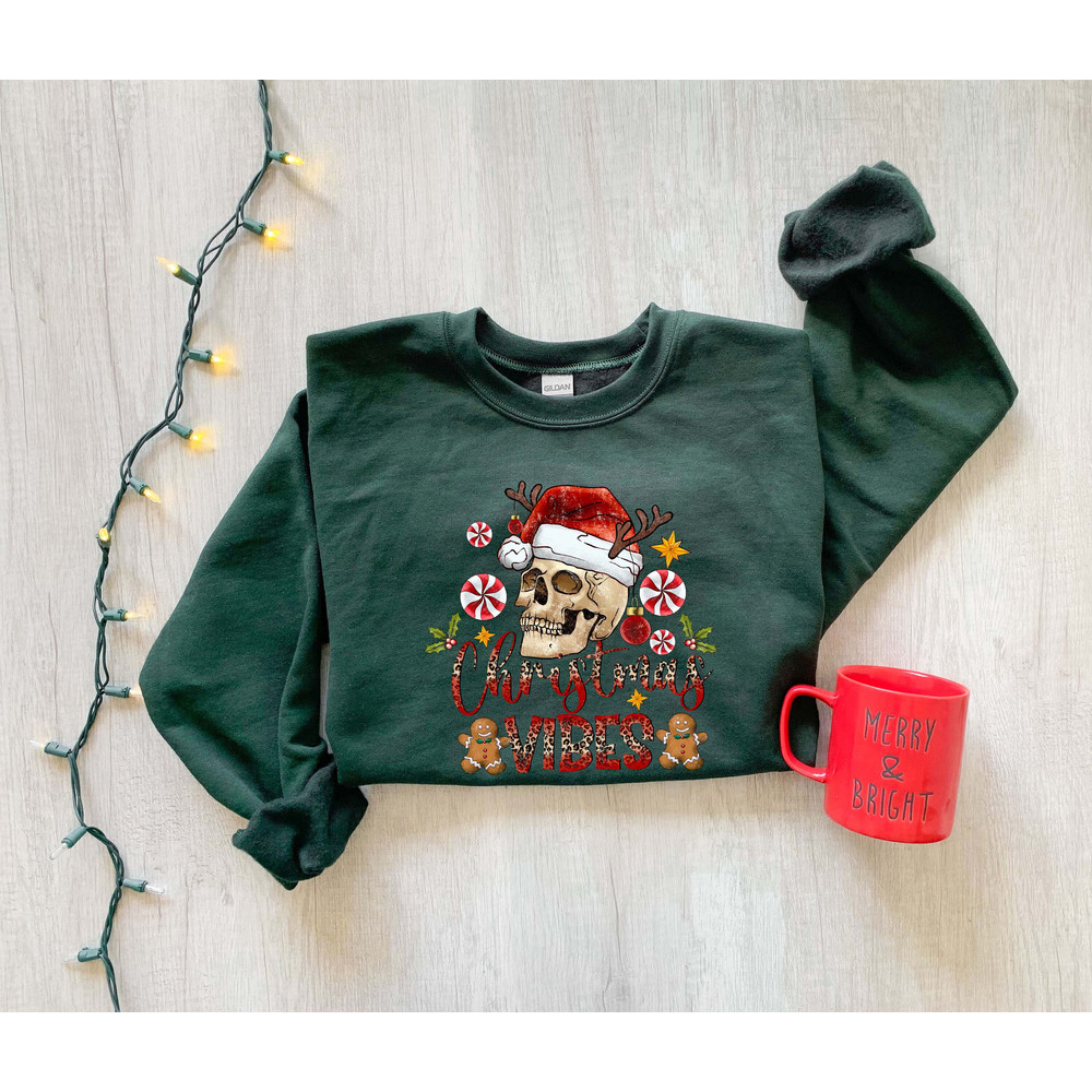 Christmas Skeleton Sweatshirt, Christmas Skeleton Santa Sweatshirt, Christmas Vibes Sweatshirt, Christmas Sweatshirt Gift, Xmas Shirt - 4.jpg
