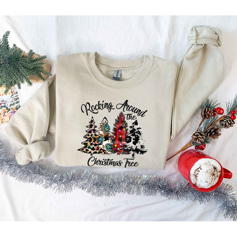 Christmas Sweatshirt, Rockin Around the Christmas Tree Sweatshirt, Holiday Gıft, Merry Christmas Sweatshirt, Minimal Sweatshirt, Xmas Hodie - 1.jpg