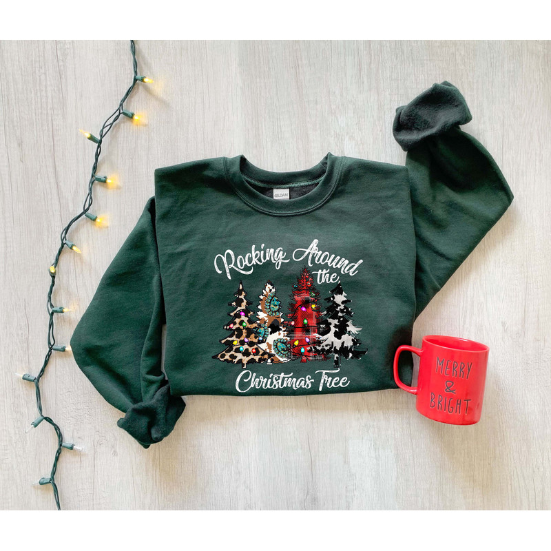 Christmas Sweatshirt, Rockin Around the Christmas Tree Sweatshirt, Holiday Gıft, Merry Christmas Sweatshirt, Minimal Sweatshirt, Xmas Hodie - 2.jpg