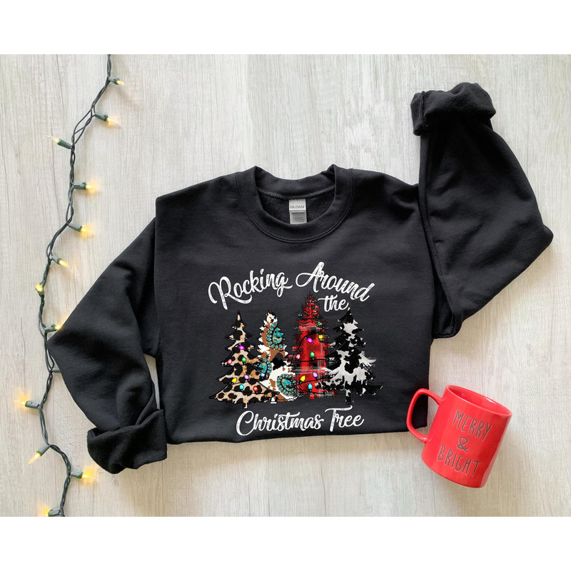Christmas Sweatshirt, Rockin Around the Christmas Tree Sweatshirt, Holiday Gıft, Merry Christmas Sweatshirt, Minimal Sweatshirt, Xmas Hodie - 4.jpg