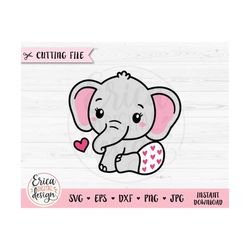 Baby Elephant Girl SVG cut file Cute Elephant Diaper New Born Baby Shower Girl Shirt Bodysuit Toddler Silhouette Cricut