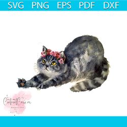 watercolor cute cat with flowers png, trending png , cute cat png, beauty cat png, cat png, lovely cat png, cat lovers p