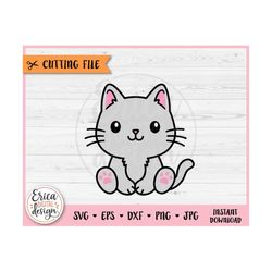 Baby Cat Layered SVG cut file for Cricut Silhouette Kawaii Cat Clipart PNG Kitty Toddler Boy Girl Shirt Baby Bodysuit Nu
