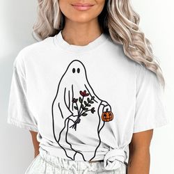 comfort colors vintage halloween tshirt, ghost halloween shirt for women, fall shirts, halloween shirt - a682