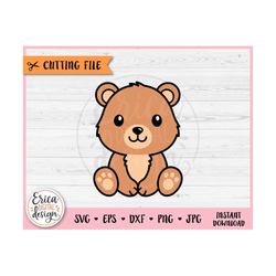 Cute Bear Layered SVG cut file for Cricut Silhouette Baby Bear Clipart PNG Forest Woodland Animal Toddler Shirt Baby Sho