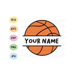 Basketball SVG cut file Custom name Monogram cutting file Basket ball horizontal frame Player name Silhouette Cricut Vin