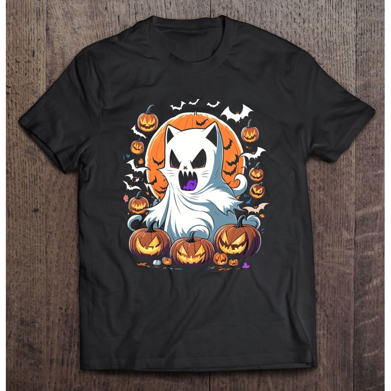 Cat Halloween Kitty Halloween Shirt Halloween Kitten Spooky Ghost Cat Classic.jpg