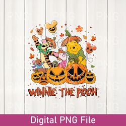 winnie the pooh halloween png, pooh and friends pumpkin png, disney spooky season png, disney halloween party png 300dpi