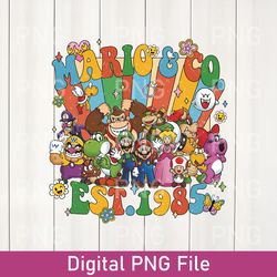 super mario & co est 1985 png, mario and friends png, princess peach png, super mario bros png, super mario matching png