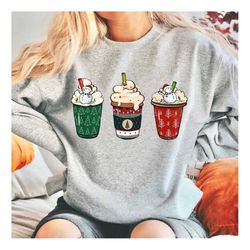 Christmas Coffee Sweatshirt, Christmas Sweatshirt, Christmas Shirt, Christmas Snowman Latte Coffee Lover, Coffee Lover G