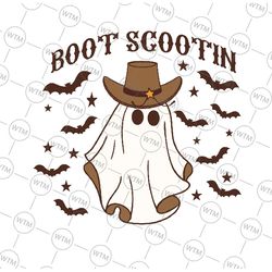 boot scoot spooky svg, western ghost svg, retro halloween design, cowboy ghost png, vintage ghost halloween, western