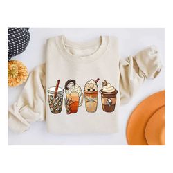 halloween coffee sweatshirt, horror killers coffee t-shirt, skull coffee cup shirt, skeleton coffee cups sweatshirt, hal