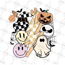 retro halloween svg, halloween smiley face svg, spooky vibes leopard pumpkin svg, halloween png, digital download