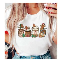 gingerbread christmas coffee shirt, christmas coffee sweatshirt, latte drink crewneck, coffee lover gift, women holiday