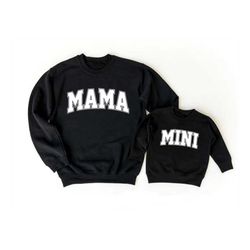 matching mama and mini sweatshirts, mama and mama's boy sweater, matching mommy and me sweaters, mom and son outfit, mam