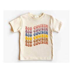 big cousin baby onesie, matching cousin natural onesie, big cousin toddler shirt, boho retro kids shirt, natural toddler