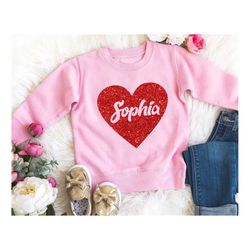 kid's valentine sweatshirt, personalized valentine's sweatshirt with heart, valentines day shirt, name valentine's gift,