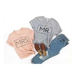 mr and mrs shirt, wedding party t-shirt, honeymoon shirt,wedding shirt,wife and hubs shirts, just married shirts, matchi