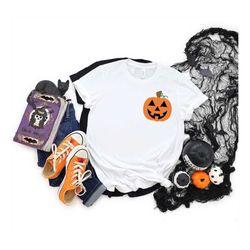 halloween pocket size shirt,halloween party, halloween t-shirt, halloween t shirt, pumpkin shirt, orange shirt, matching