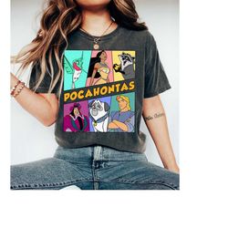 retro 90s vintage disney pocahontas t-shirt , meeko , governor ratcliffe , flit, disney birthday tee. walt disney world