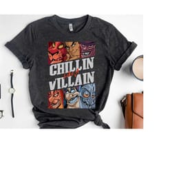 disney villains chillin like a villain group portrait t-shirt, captain hook, hades, scar, gaston,jafar tee,disneyland fa