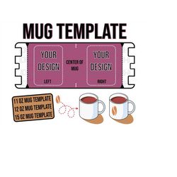11|12|15 oz Mug Template SVG Set, Mug Wrap Template, Full Wrap Mug SVG, Mug template for cricut, Digital File, Instant D