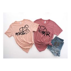 mrs and mr shirt, wedding party shirt, honeymoon shirt,wedding shirt,wife and hubs shirts, just married shirts, matching