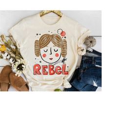 star wars princess leia rebel doodle drawing t-shirt, star wars tee, disneyland family vacation trip gifts, disney famil