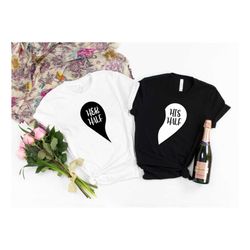 her half shirt,his half shirt,couple valentines shirt,heart shirt,his & hers,matching tee,wedding gift,anniversary gift,