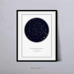 custom star map print, night we met anniversary gift, night sky print, star map poster, wedding gift, constellation