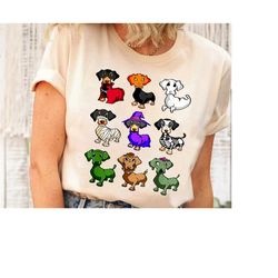 dachshund happy halloweiner funny halloween dogs lover t-shirt, cute wiener dog shirt, ghost dachshund dogs shirt, hallo