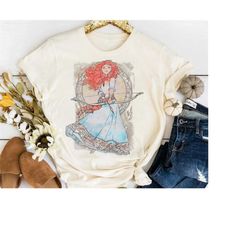 disney brave merida watercolor nouveau graphic t-shirt, magic kingdom, disneyland holiday vacation trip gift unisex adul