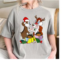 disney chip and dale couple christmas lights shirt, cute xmas gift chipmunks shirt, rescue ranger double trouble shirt,