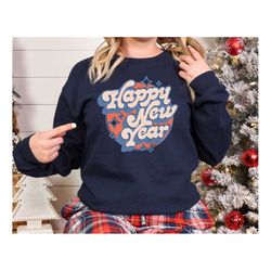 colorful retro vintage new year's eve shirt,2023 happy new year sweatshirt,happy new year shirt, 2023 christmas, happy n