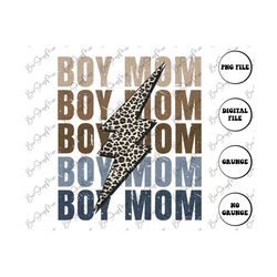 Boy Mom Digital Png File, Mama Leopard Lightning Bolt, Boy Mom Shirt Png, Sublimation Design INSTANT DOWNLOAD