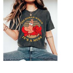 retro 90s disney sebastian the human world it's a mess shirt, retro disney the little mermaid shirt, disney matching fam