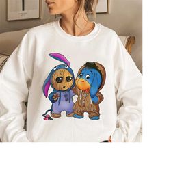 disney eeyore and baby groot cute friends shirt, eeyore unisex t-shirt, eeyore hoodie sweatshirt, eeyore kid shirt, disn