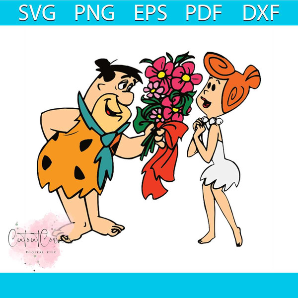 Fred e Wilma Flintstones svg Cartoon Svg Flowers Svg Anni