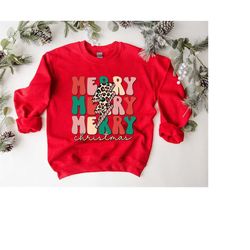merry christmas leopard print bolt sweatshirt | buffalo plaid christmas shirt | retro christmas family shirt | christmas