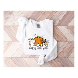 happy fall y'all, pumpkin teeth sweatshirt,thanksgiving shirt,thankful shirt,fall shirt,hello pumpkin,family matching sh