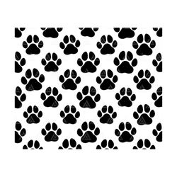 Dog Paw Print Pattern Svg, Seamless Puppy Footprint Pattern, Dog Gift Wrap Design. Cut File Cricut, Png Pdf Eps, Vector,