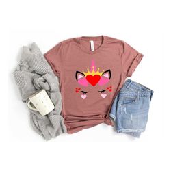 girl valentines day shirt,valentines day unicorn with tiara shirt,cute valentine shirt,cute valentine tee,valentines day