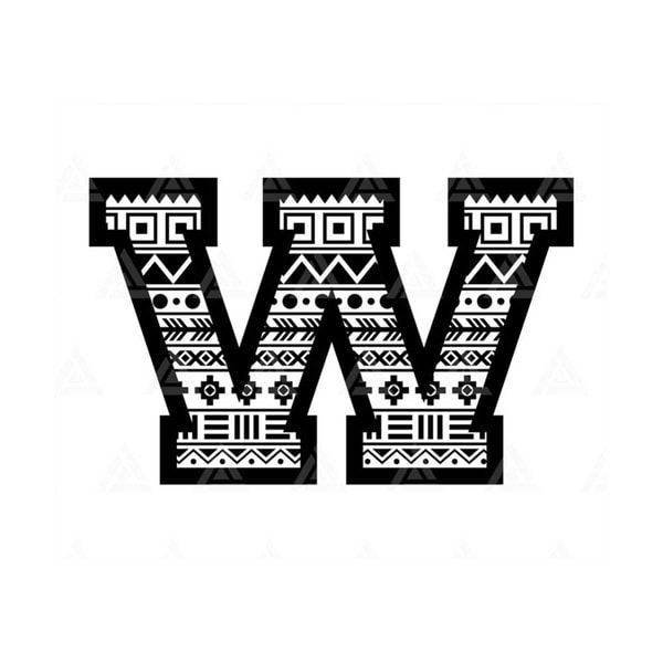 Aztec W Design Tribal W Letter Svg, Aztec W Letter Svg, Tribal Aztec Alphab - Inspire ...