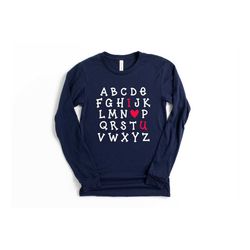 teacher valentine shirt. i love u shirt. love shirt. i love you shirt. alphabet i love you shirt. i heart u shirt. valen