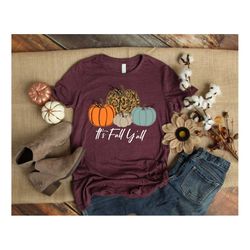 it is fall y'all shirt, pumpkin tee,buffalo plaid thanksgiving shirt,thanksgiving family shirt,thanksgiving matching