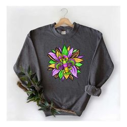 mardi gras crawfish sunflower sweatshirt, nola shirt,fat tuesday shirt,flower de luce shirt,louisiana shirt,saints new o