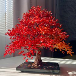 Handmade beaded maple tree | tree ornament | exclusive realistic artificial tree | table decoration | home decor