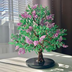 Beaded lilac tree | handmade | wire bonsai | tree ornament | realistic artificial tree | table decor